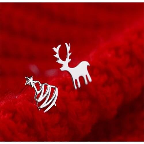QCOOLJLY 2 Style Dancing Girl Elk Earrings Women Fashion Jewelry Silver Color Stud Earring Gift For Women Accessories