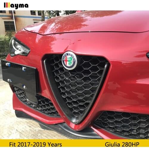 Front bumper Grilles V Frame Decoration Cover Trim Stickers Styling 100% Carbon Fiber For Alfa Romeo Giulia 280HP sport bumper