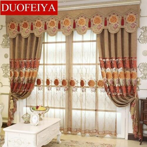 European Style Curtain Chenille Fabric Embroidered Light and Luxurious Atmosphere Curtains for Living Dining Room Bedroom