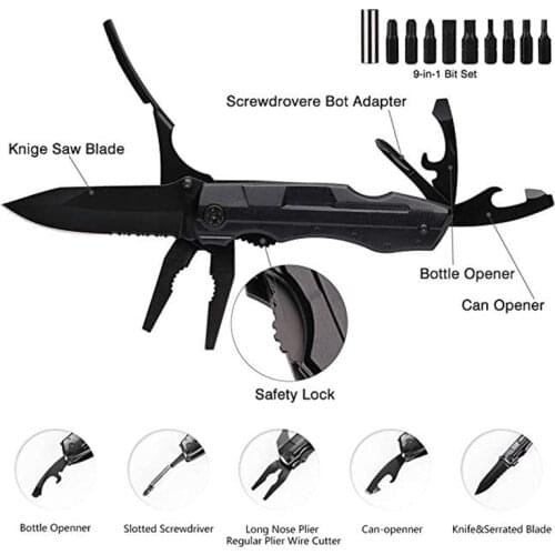 EDC Folding Pliers Multitool Pocket EDC Camping Outdoor Survival hunting Screwdriver Kit Bits Knife Bottle Opener Hand Tools