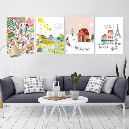 Modern Minimalist Landcape Art Style Poster City Paris Viewscape Canvas Print Living Room Home Decoration Market Wall Art