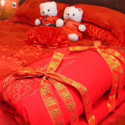 Wedding supplies bride dowry tied cup hi word red rope creative embroidery knitted festive red belt