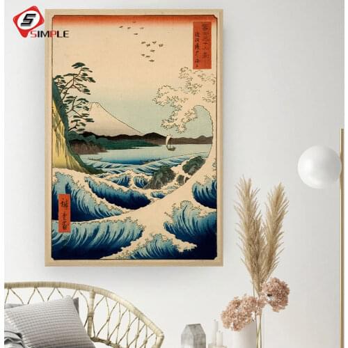 The Great Wave of Kanagawa Ukiyoe Japanese Art Poster Vintage Wall Canvas Print Famous Painting Living Room Decoration Picture