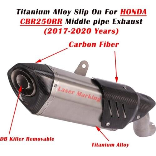 Titanium Alloy Motorcycle Exhaust System Escape Middle Link Pipe Muffler DB Killer For Honda CBR250 CBR250RR 2017 - 2020 Years