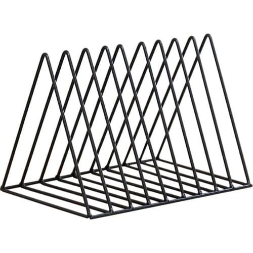 Nordic triangle simple wrought iron desktop storage rack shelf file magazine Bookend office rack Stationery Organizer Holder