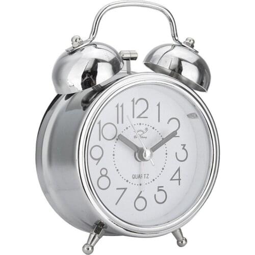 Vintage Retro Mechanical Quartz Snooze Bell Clock Night Light Alarm Clock Loud Double Metal Bell Students Home Bedside Clock
