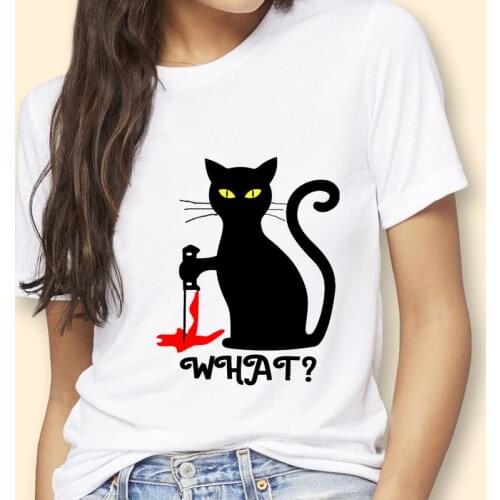 Women Cat Trend Cute 2021 New Trend Autumn 90s Fall Halloween Cartoon Kawaii Graphic Tshirt T-Shirt Female Tops Tees Clothes