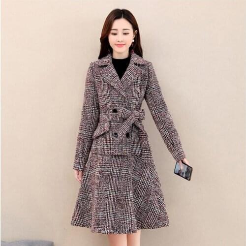 Women Suits Bodycon Dress Jacket 2 Pieces Set Office Wear Jacket Dress 2019 Spring Autumn Female Dress Suits Plus Size 2XL