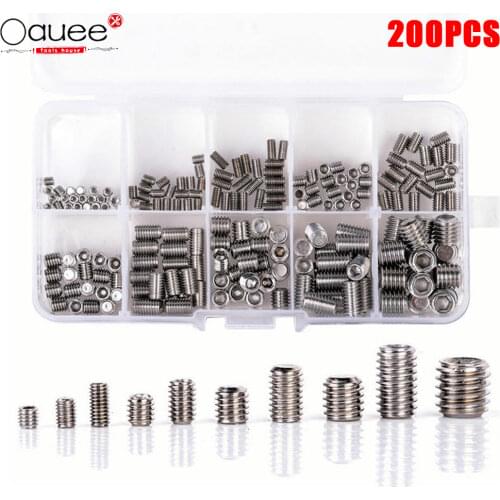 100/200Pcs M3 M4 M5 M6 M8 Allen Head Hex Socket Set Screw Carpenters Small Screw Furniture Wooden Box Hardware Accessories