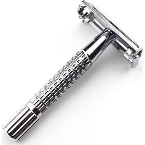 100 Sets (100 Pcs Knife Rests+100 Pcs Blades) Professional Old-Fashioned Shaving Razor Face Care Classical Alloy Shaving Razors