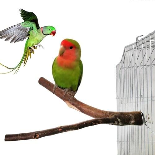 2Pcs Wooden Hanging Pet Parrot Stand Stick Perch Platform Cage Decor Chew Toy Bird Supplies Cages