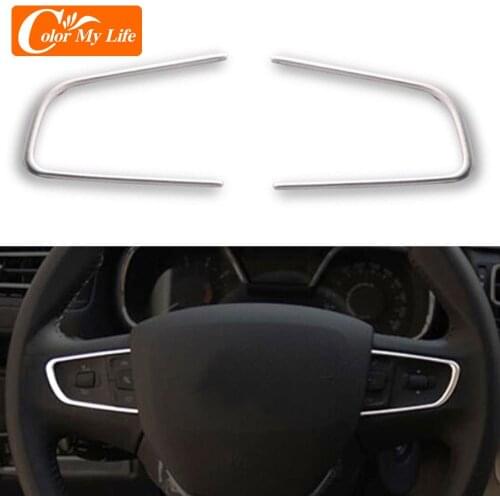 2Pcs/Set Car Steering Wheel Trim Cover for Peugeot 508 2011-2016 408 2014-2020 Accessories Steering Wheel Panel Button Sticker