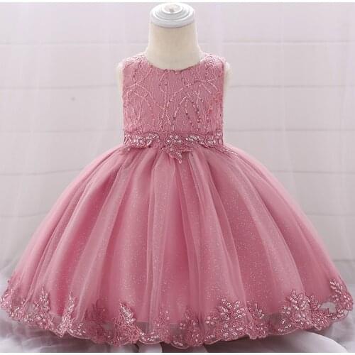 2021 Christening Dress For Baby Girl Clothes Summer Dresses Ball Gown Girl First Birthday Party Sequin Princess Dress 0-24 Month
