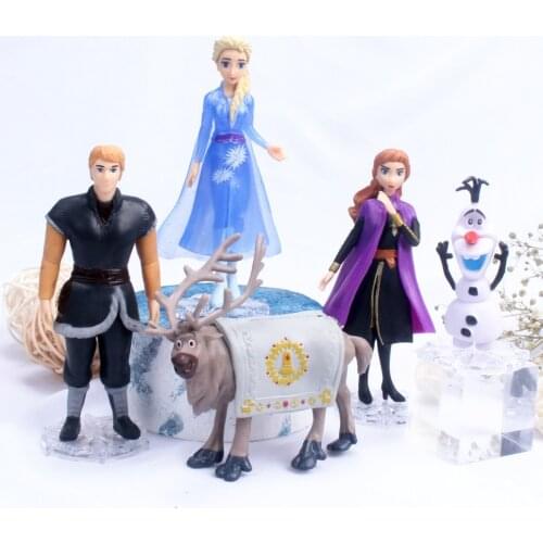 5-12cm 5pcs/Lot Disney Frozen Princess Elsa Anna Queen Olaf Reindeer Toy PVC Action Figures Cake Decoration Model Doll Gifts