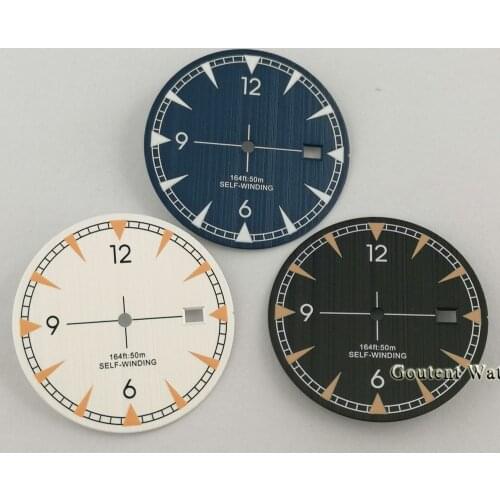 33.5mm watch dial black silver blue sterile fit NH35 NH35A automatic movement no luminous