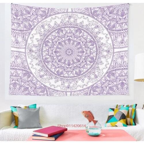 Feathers and Crystals Seen tapestry wall decoration Mandala tapestry witchcraft Bohemian Hippie home decoration yoga mat