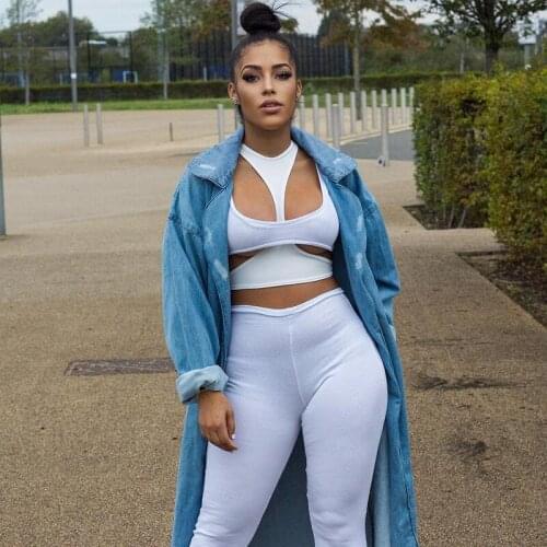 Hirigin Women Summer Clothing Fashion Pant Suits Solid Knitted Fabric Sexy Hollow Out 3 Piece Set Streetwear Workout Club Outfit