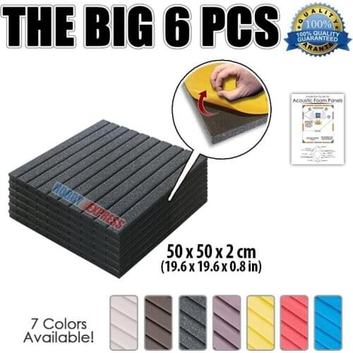 Arrowzoom 19.6 x 19.6 x 0.8" Adhesive Soundproof Foam Tile Flat Wedge Studio Acoustic Panel 6 pcs Bundle KK1054