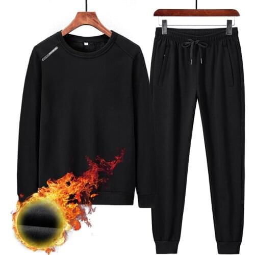 Winter Men Tracksuit Streetwear Casual Mens Set Fleece Hoodies Sportswear Mens Two Pieces Set Hoodie+Pants Fitness Clothing 8XL