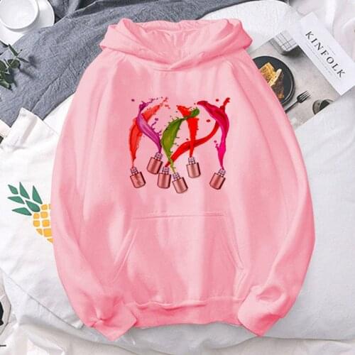 M-3XL Plus Size New Autumn Winter Women Hoodies Casual cosmetic Print Sweatshirt Long Sleeve Hooded Female Pullover Korean Tops