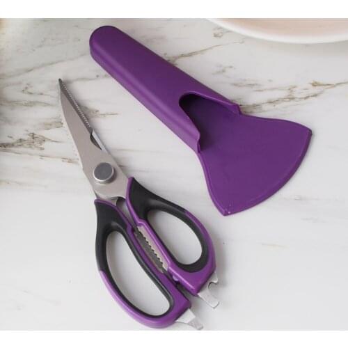 Multifunctional Stainless Steel Kitchen Scissors With Protective Magnetic Base For Poultry Nutcracker Bottle Opener Bone Cutter
