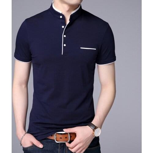 2021 New Fashion Brand Polo Shirt Mens Summer Mandarin Collar Slim Fit Solid Color Button Breathable Polos Casual Men Clothing