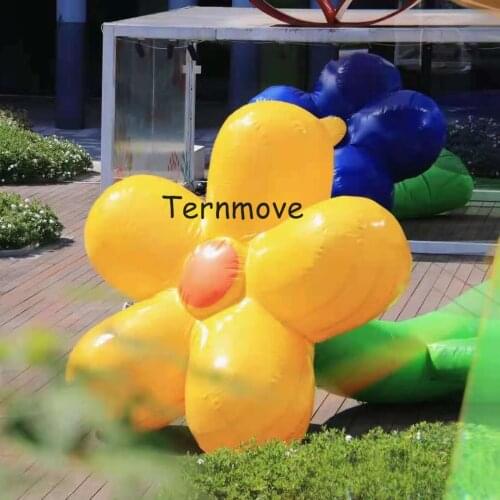 Inflatable yellow Plant With Led Flowers 6m Lighting Hanging LED Pink Flower For Concert Night And Party Decoration