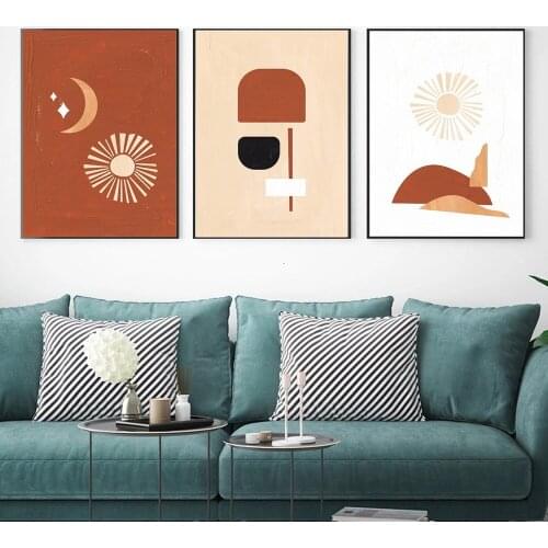 70s Retro Farmhouse Room Wall Art Vintage Wall Painting Set of 3 Prints Nursery Abstract Painting No Frame Pictures