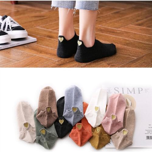 1/4Pairs Fashion Socks Woman 2020 New Spring Ankle Girls Cotton Color Novelty Women Fashion Cute Heart Casual Funny Sock Autumn