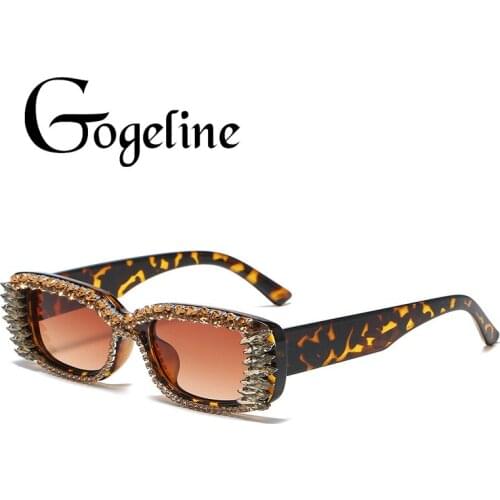 New Retro Diamond Square Sunglasses Women Brand Fashion small Size Crystal Sun Glasses Ladies red Oculos Mirror Shades UV400