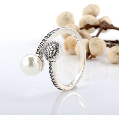 Authentic 925 Sterling Silver The New Pearl Shining Halo Ring For Women Original Jewelry