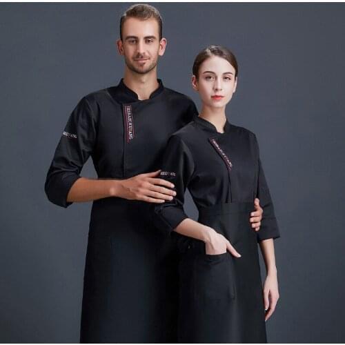 Autumn Winter Embroidery Long Sleeve Restaurant Kitchen Chef Work Uniforms Cooking Jackets Food Services Chef Overalls Outfit