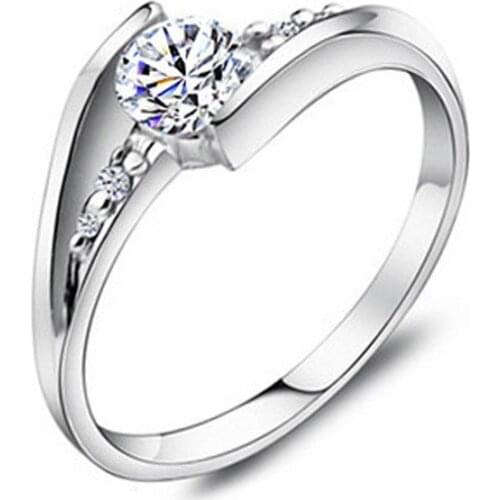 Lose money promotion wholesale shiny Cubic zirconia 925 Sterling silver ladies`wedding rings jewelry gift