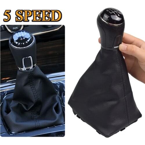 Car Styling 5 Speed Leather Car Manual Gear MT Shift Knob Gaitor Boot For VW Volkswagen Passat 2013 2014 2015