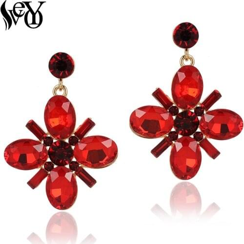 VEYO Vintage Crystal Drop Earrings Trendy 5 Color Dangle Earrings for Women Fashion Jewelry New Gift