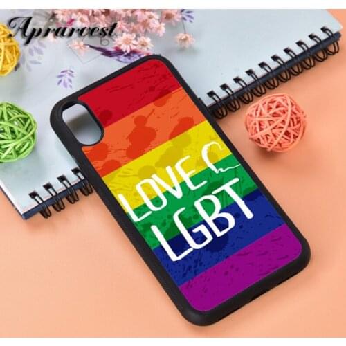 Aprarvest Silicone Rubber Phone Case Cover For iPhone 6 6S 7 8 PLUS X XS XR 11 12 MINI PRO MAX Love Lgbt Rainbow Ink Heart Cute
