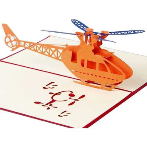 Helicopter Airplane Pop Up Greeting 3D Cards Childrens Day Christmas Birthday MAR10_35