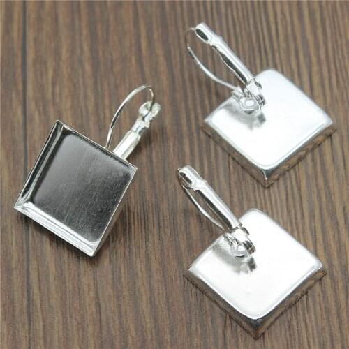WYSIWYG 10pcs 4 Colors Fit 16/18/20/25mm Square Copper Material Earrings Base Bezels Earring Setting DIY Jewelry Making