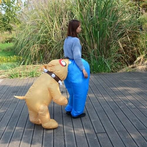 Dog Biting Butt Fun Costume Cute Cartoon Inflatable Clothing Pants School Stage Props Funny Decorations
