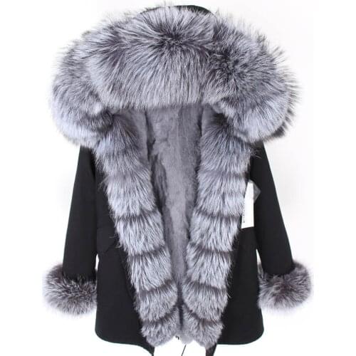 Real Rabbit Fur Liner Long Parka Winter Jacket Women Parkas Real Natural Fur Coat Womens jacket Womens coat