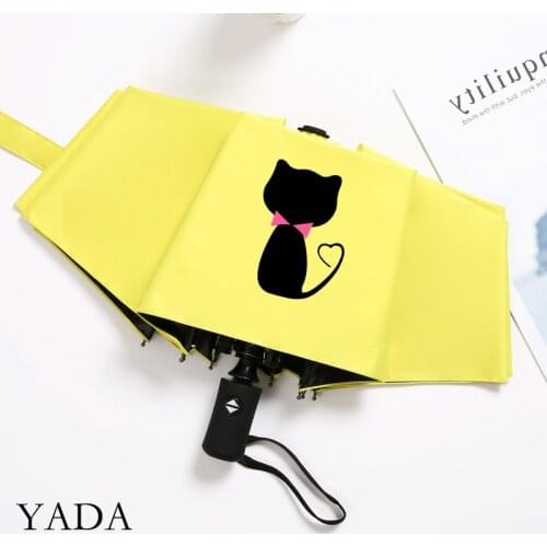 YADA INS New Cartoons Cat Shadow Pattern Automatic Umbrella Fold Women UV Rainproof Umbrella Parasol Rain Sun Umbrellas YD200272