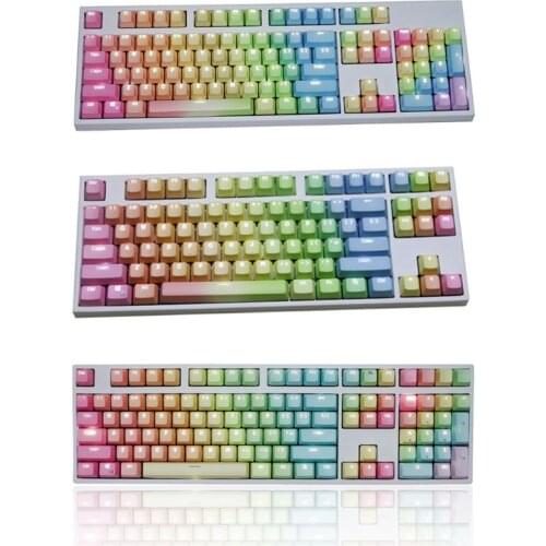 1 Set Replaceable PBT Keycaps 87 104 108 Transparent Lettering Keys Double Shot Injection Backli Key Cap for Mechanical Keyboard