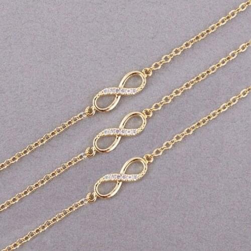 1Pc Gold Silver Plated Infinity Endless Love Tiny Link Charm Bracelet Female Cute Jewelry Fashion Bangles For Lovers