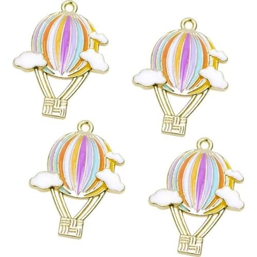 24266 10Pcs Sold Alloy Enamel Drop Oil Hot Air Balloon Pendant DIY Necklace Earrings Charms Handmaking for Jewelry 31x23mm