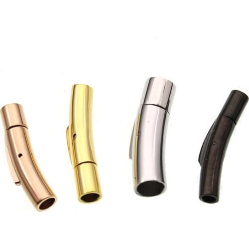 10pcs Stainless Steel Bayonet Snap Lock End Clasps Tube Hooks Connector for DIY Leather Cord Bracelet Jewelry Making Finding