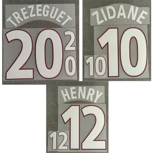 2000 #10 Zidane Nameset #12 Henry #20 Trezeguet Customize Any Name Number Printing Iron on Transfer Badge applique