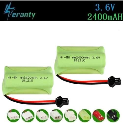 2400mah 3.6v Rechargeable Battery For Rc toys Cars Rc Boat Tanks Trains Robots Gun NiMH Battery AA 3.6v 700mah Battery Pack 2pcs