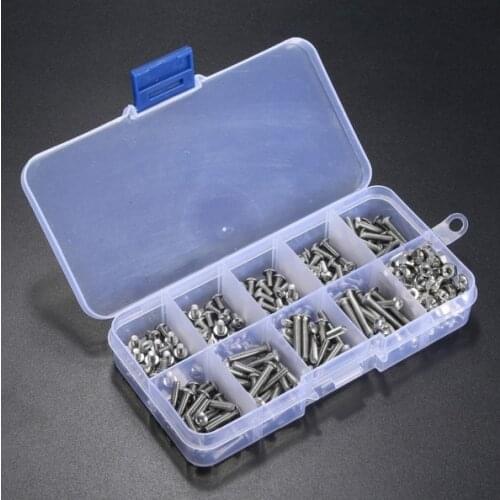 340pcs M3 Stainless Steel Button Head Allen Bolts Hexagon Socket Screws With Hex Nuts Assortment Kit