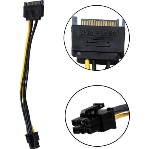 4pcs Power Cable 15 Pin To 6 Pin PCI EXPRESS PCI-E Sata Graphics Converter Adapter Video Card Power Cable Cord