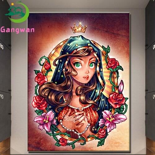 5D Diy diamond painting mosaic cartoon big eyes girl diamond embroidery cross stitch kit full square round home decoration gift